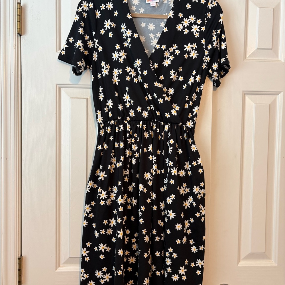 LuLaRoe Black Floral Midi Dress